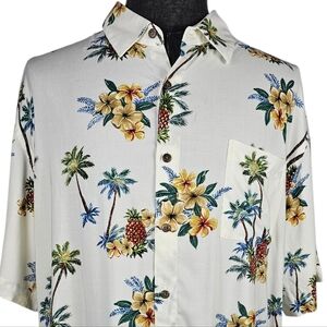 Burma Bibas Men's Pineapple Palm Tree Hawaiian Short Sleeve Button Down Size XXL